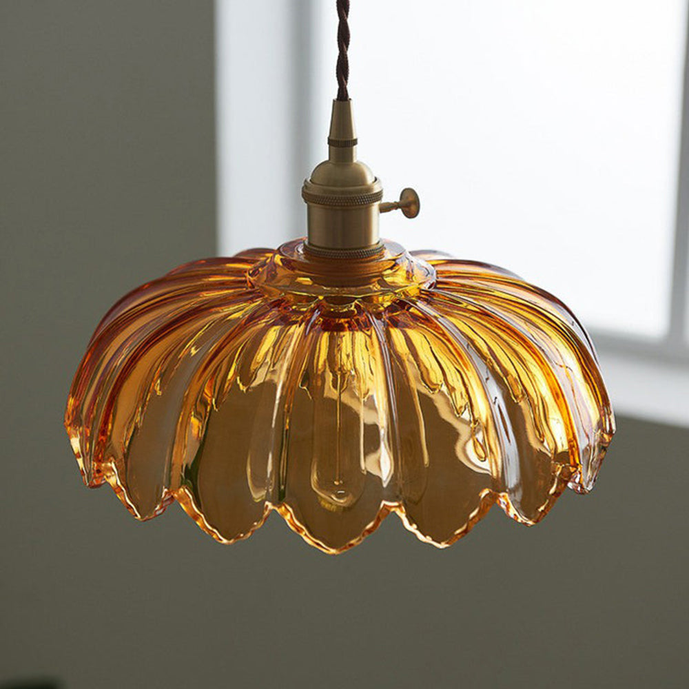 Lampa Wisząca Szklana Z Motywem Kwiatowym