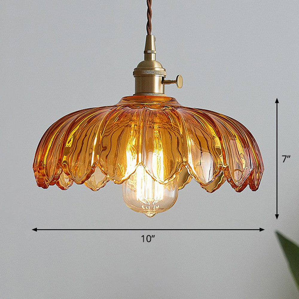 Lampa Wisząca Szklana Z Motywem Kwiatowym