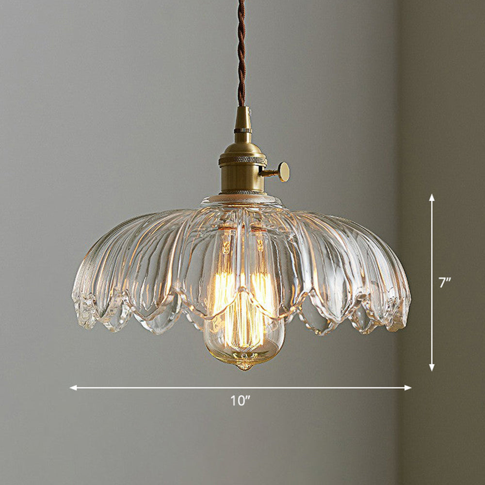 Lampa Wisząca Szklana Z Motywem Kwiatowym