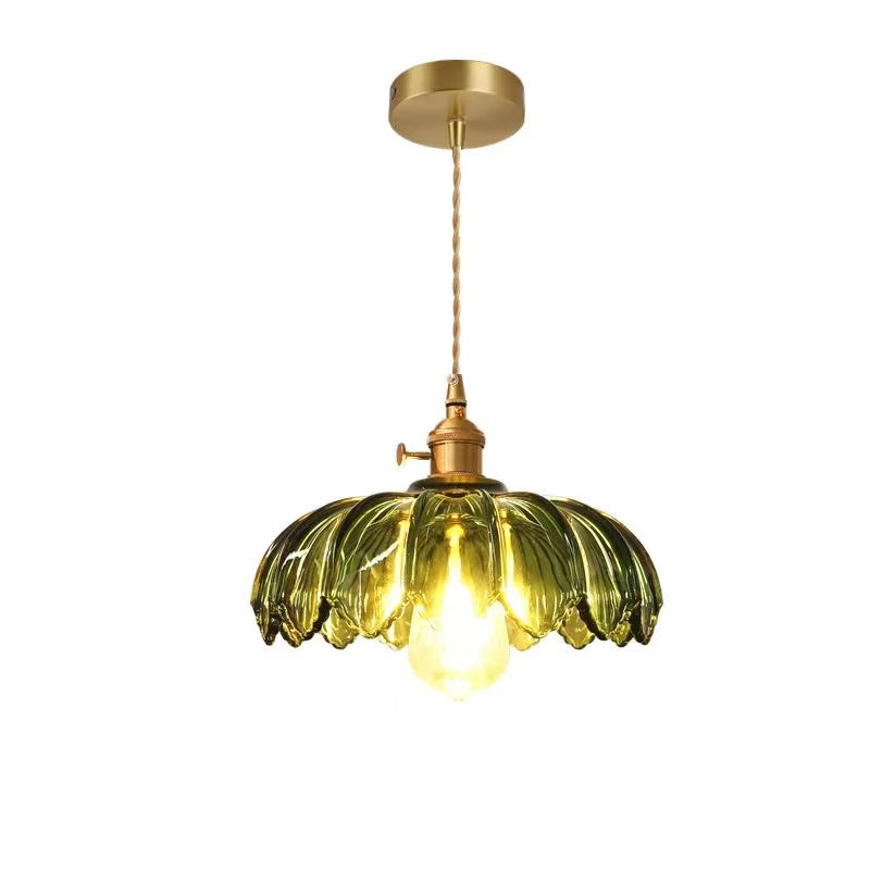 Lampa Wisząca Szklana Z Motywem Kwiatowym