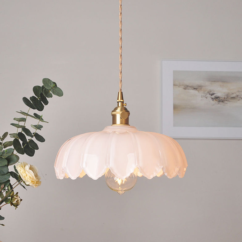 Lampa Wisząca Szklana Z Motywem Kwiatowym
