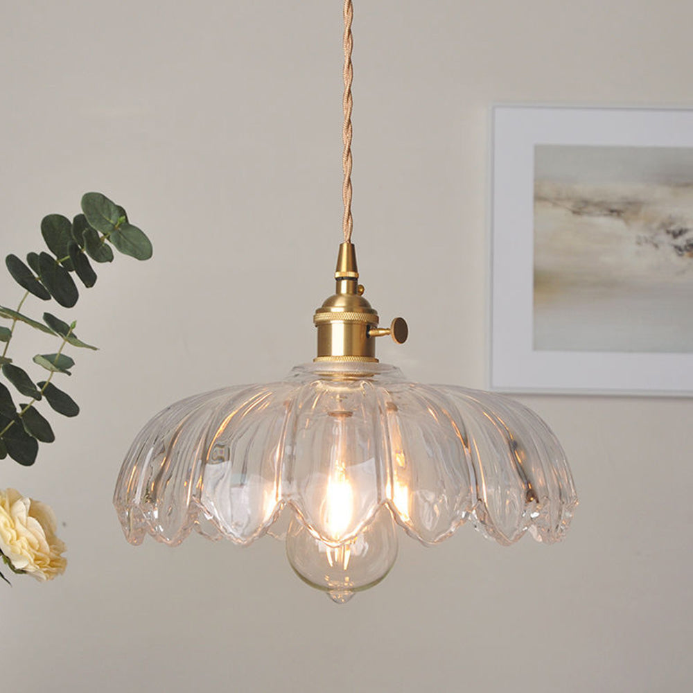 Lampa Wisząca Szklana Z Motywem Kwiatowym