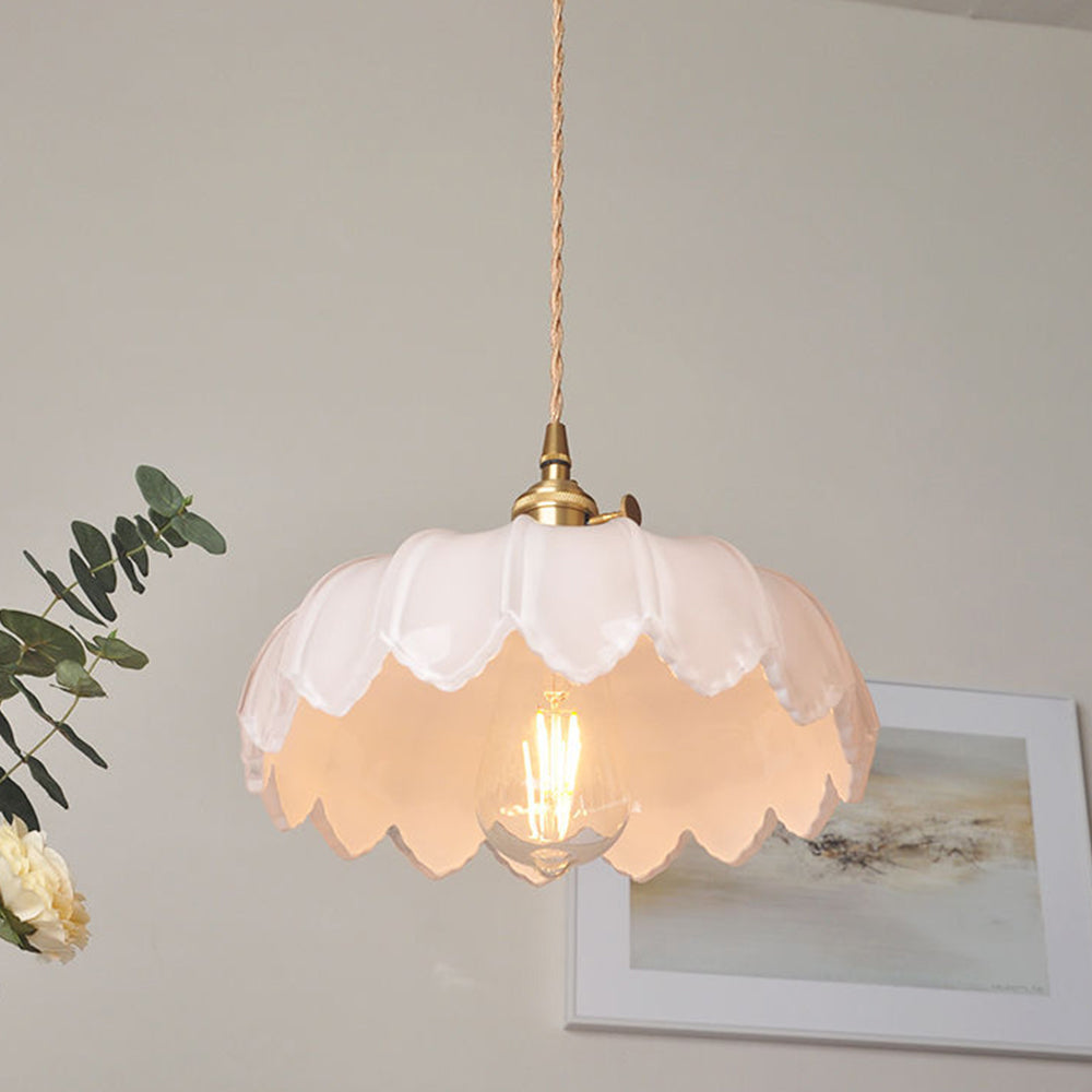 Lampa Wisząca Szklana Z Motywem Kwiatowym
