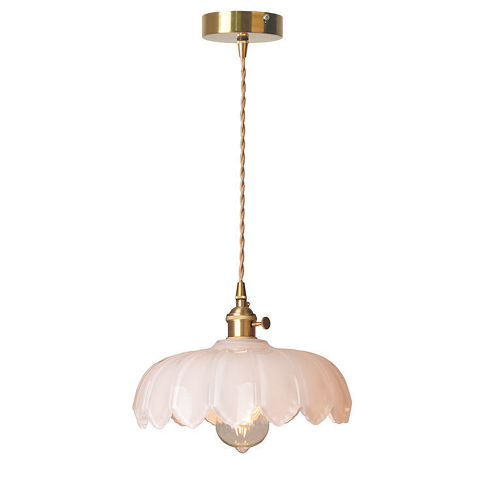 Lampa Wisząca Szklana Z Motywem Kwiatowym