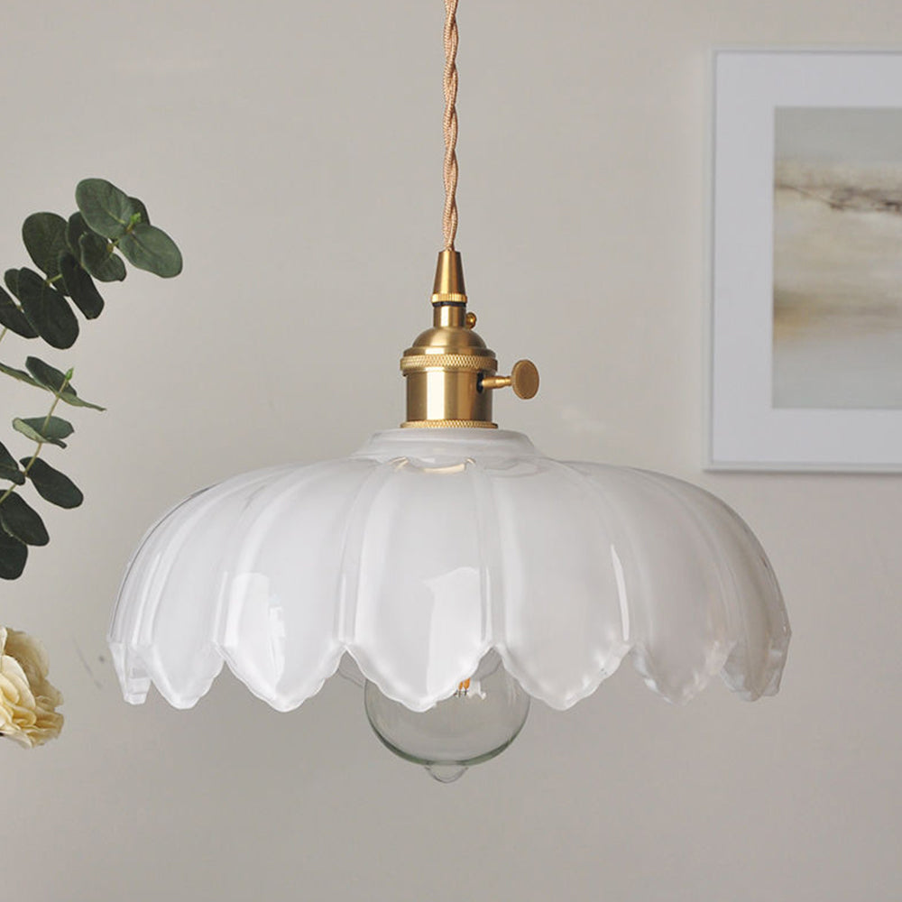 Lampa Wisząca Szklana Z Motywem Kwiatowym