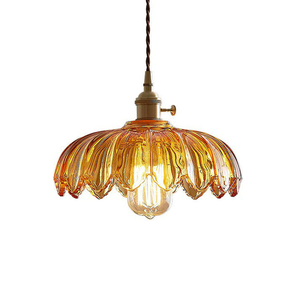 Lampa Wisząca Szklana Z Motywem Kwiatowym