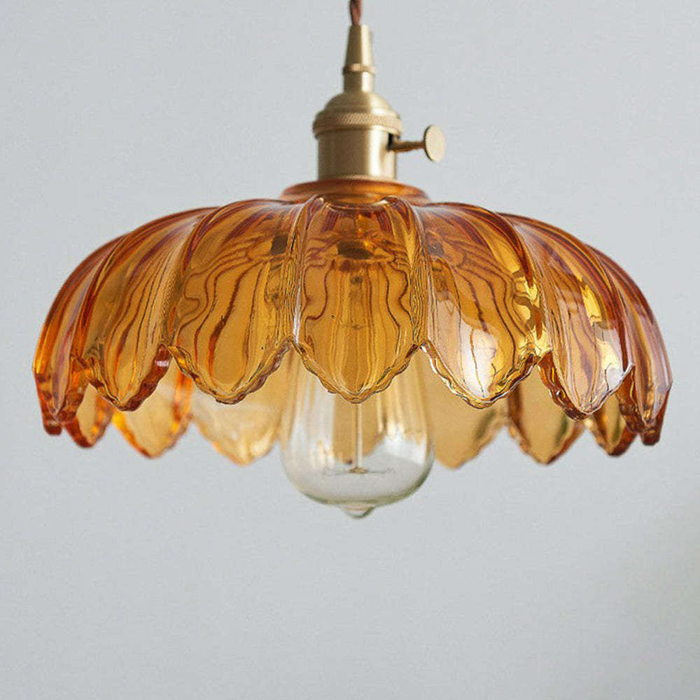 Lampa Wisząca Szklana Z Motywem Kwiatowym