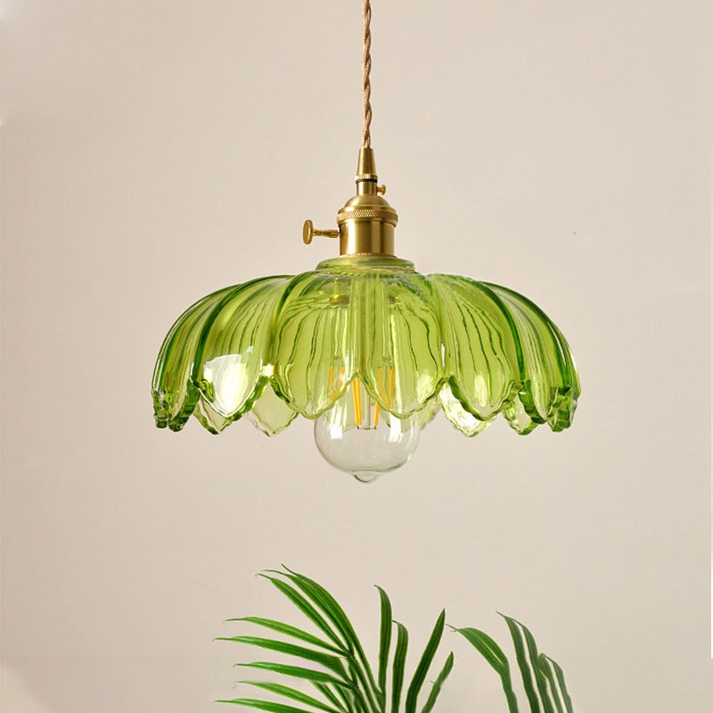 Lampa Wisząca Szklana Z Motywem Kwiatowym