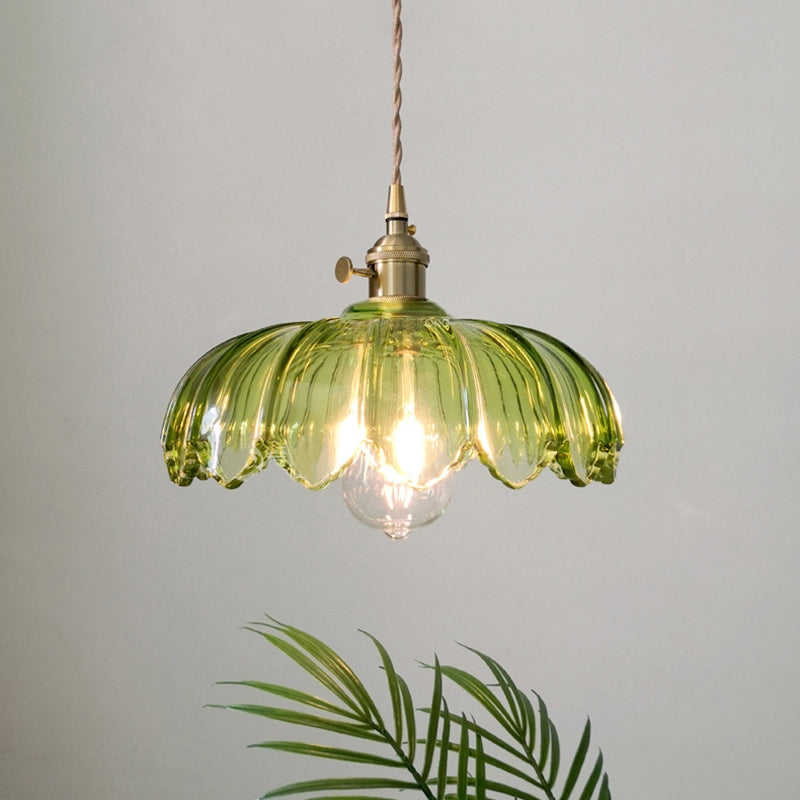 Lampa Wisząca Szklana Z Motywem Kwiatowym