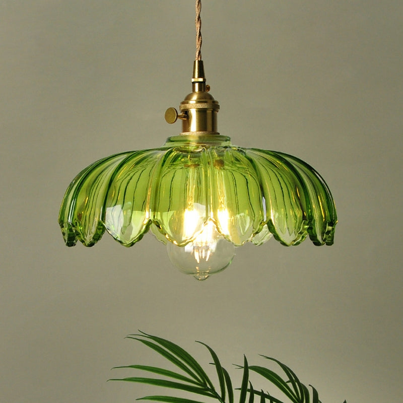 Lampa Wisząca Szklana Z Motywem Kwiatowym