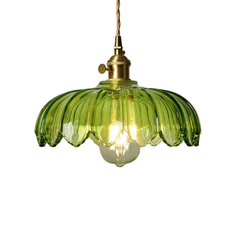 Lampa Wisząca Szklana Z Motywem Kwiatowym