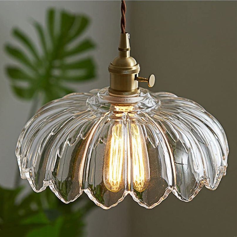 Lampa Wisząca Szklana Z Motywem Kwiatowym