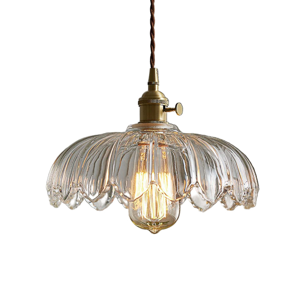 Lampa Wisząca Szklana Z Motywem Kwiatowym