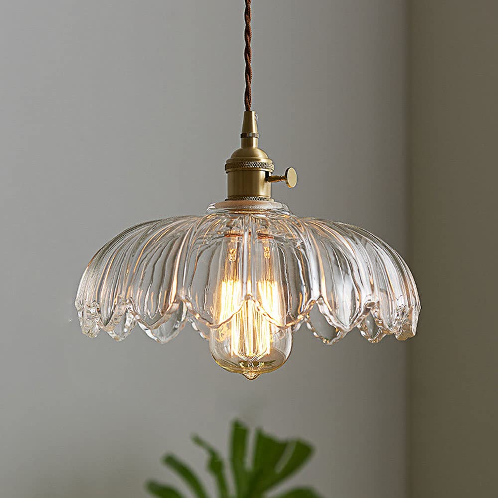 Lampa Wisząca Szklana Z Motywem Kwiatowym