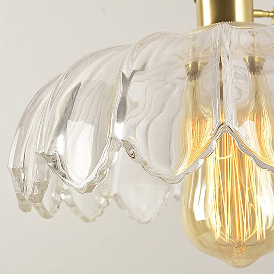 Lampa Wisząca Szklana Z Motywem Kwiatowym