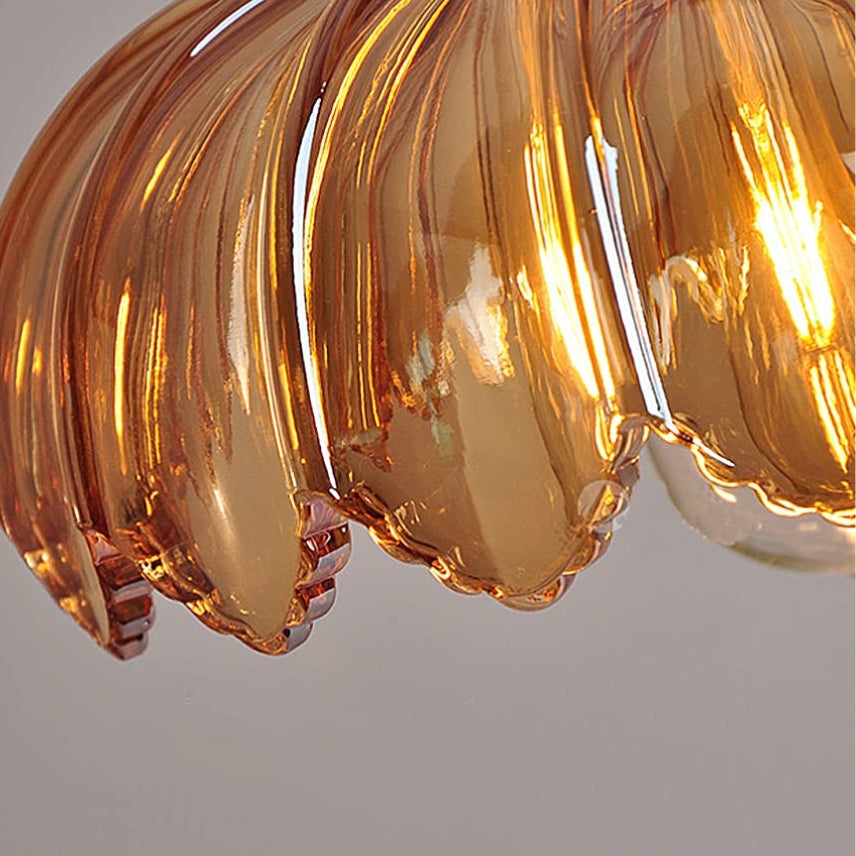 Lampa Wisząca Szklana Z Motywem Kwiatowym