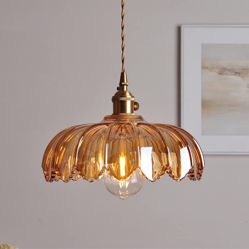 Lampa Wisząca Szklana Z Motywem Kwiatowym