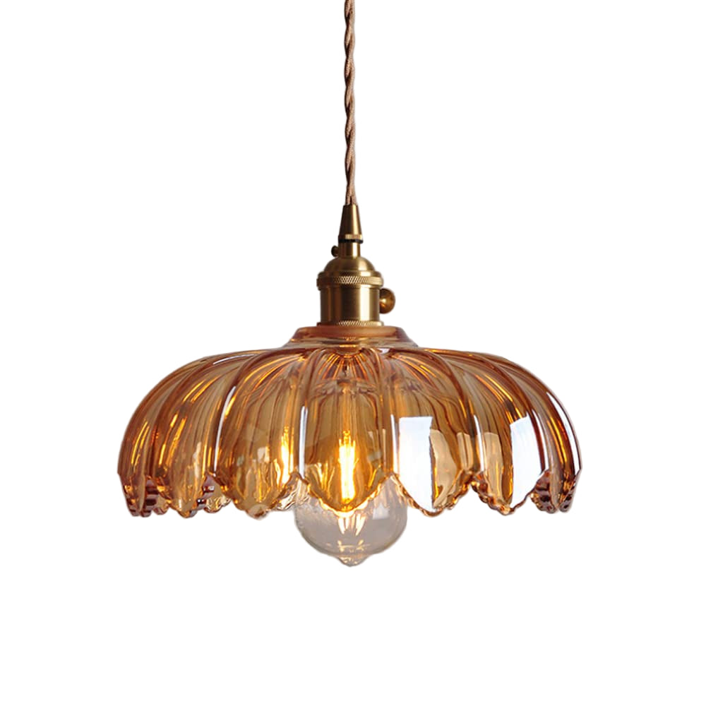 Lampa Wisząca Szklana Z Motywem Kwiatowym