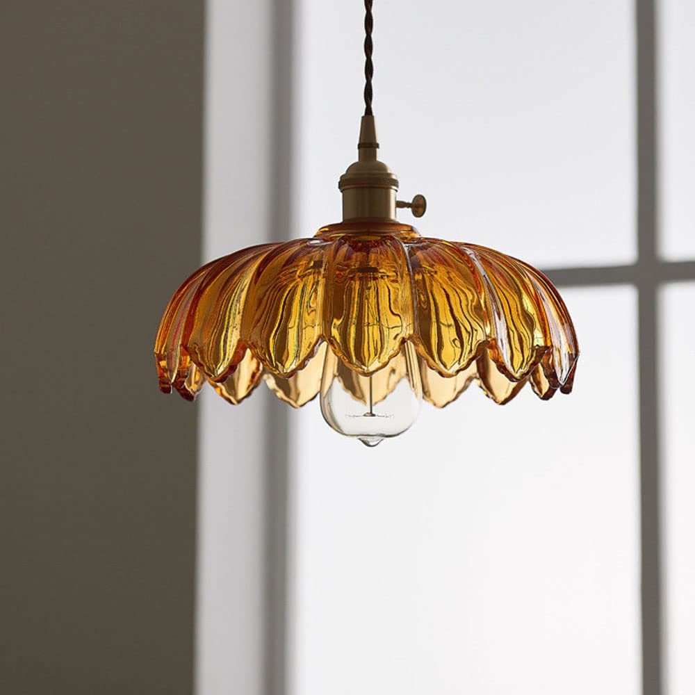Lampa Wisząca Szklana Z Motywem Kwiatowym
