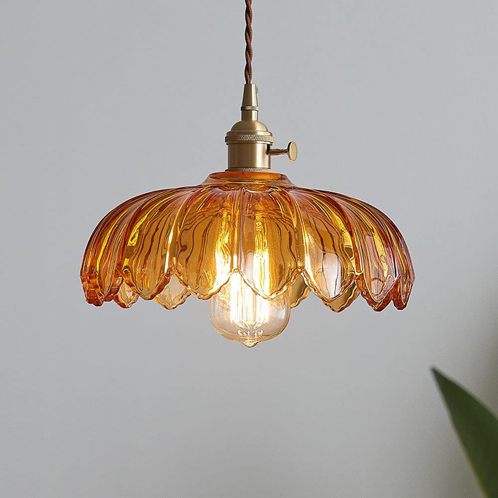 Lampa Wisząca Szklana Z Motywem Kwiatowym